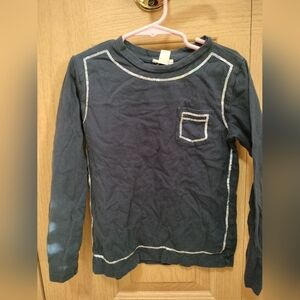 Crew Cuts Long Sleeve T-shirt Dark Blue Indigo with Sequin Pocket Size S